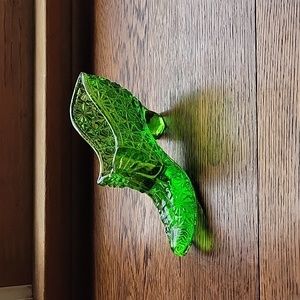 Vintage Green Glass Shoe